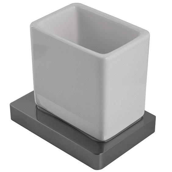 Стакан для зубних щіток NOKEN Lounge прямокутний керамічний сірий/білий 100284350