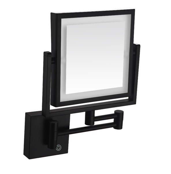 Косметическое зеркало с подсветкой VOLLE 2500.281104 прямоугольное подвесное металлическое черное