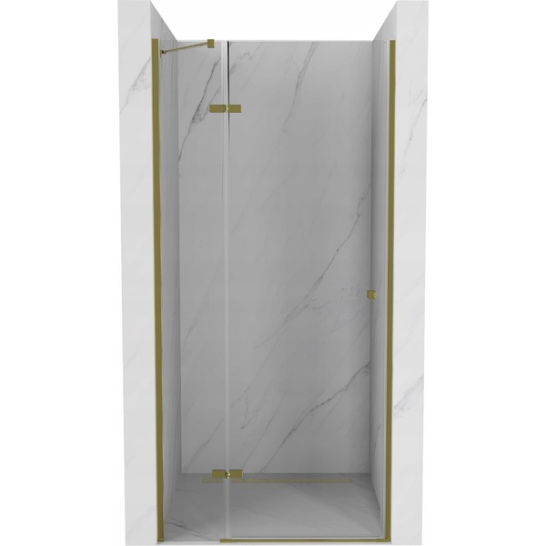 Дверь для душевой ниши MEXEN Roma стеклянная распашная двухсекционная 190x90см прозрачная 6мм профиль золотой MEX-854-090-000-50-00