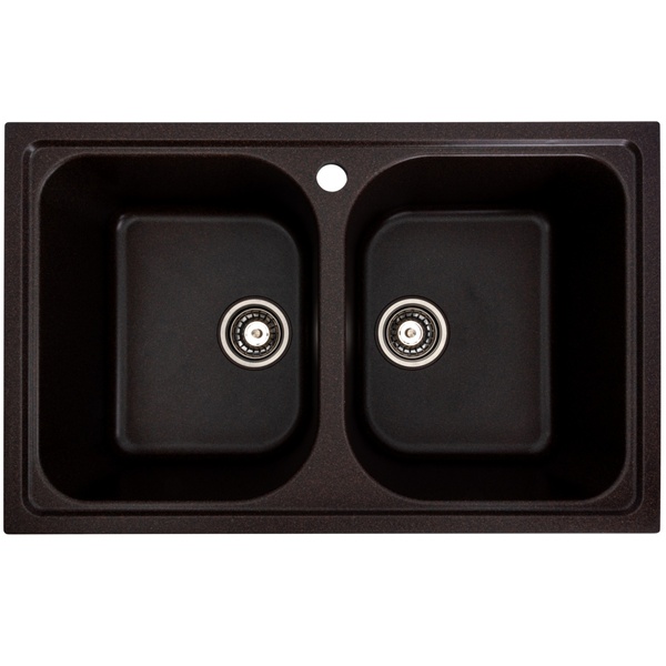 Мийка для кухні гранітна прямокутна PLATINUM 7950 Equatoria 785x498x200мм без сифону на дві чаші коричнева PLS-A35802