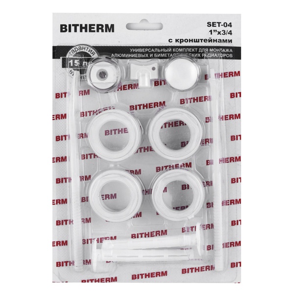Комплект кріплень і футорок для радіатора 1"х3/4" BITHERM SET-04 BT0555