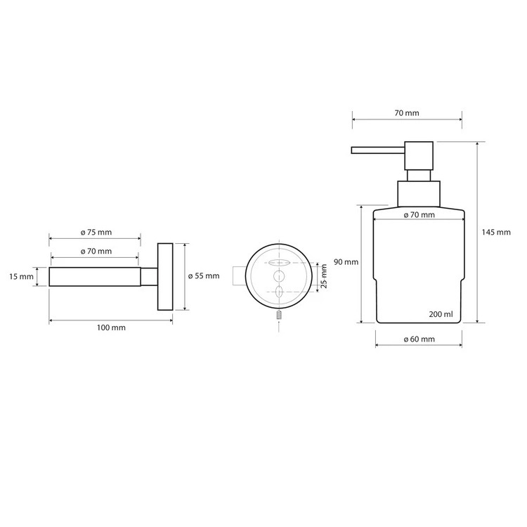 Дозатор для жидкого мыла BEMETA Neo Mini настенный на 200мл округлый стеклянный сатин 104109115