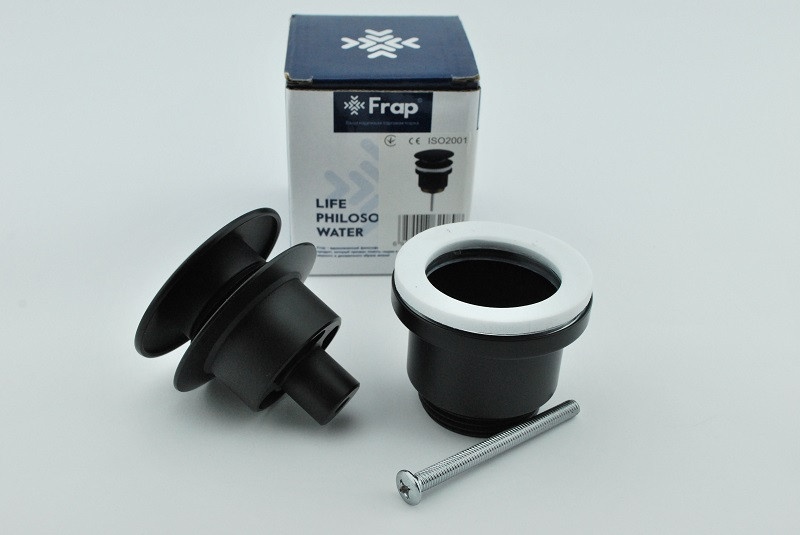Донный клапан нажимной для раковины FRAP без перелива латунь 1 1/4" глянцевый черный F62-7
