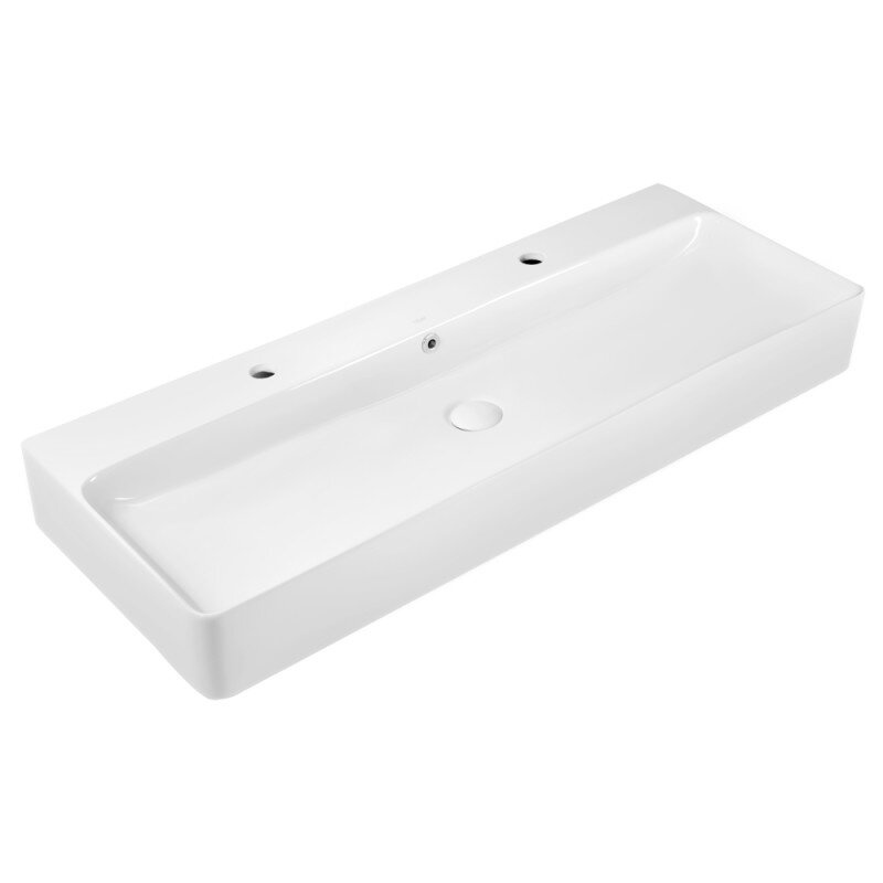 Раковина підвісна / накладна для ванної 1115мм x 420мм на два змішувача Q-TAP Nando білий прямокутна QT1211K428W