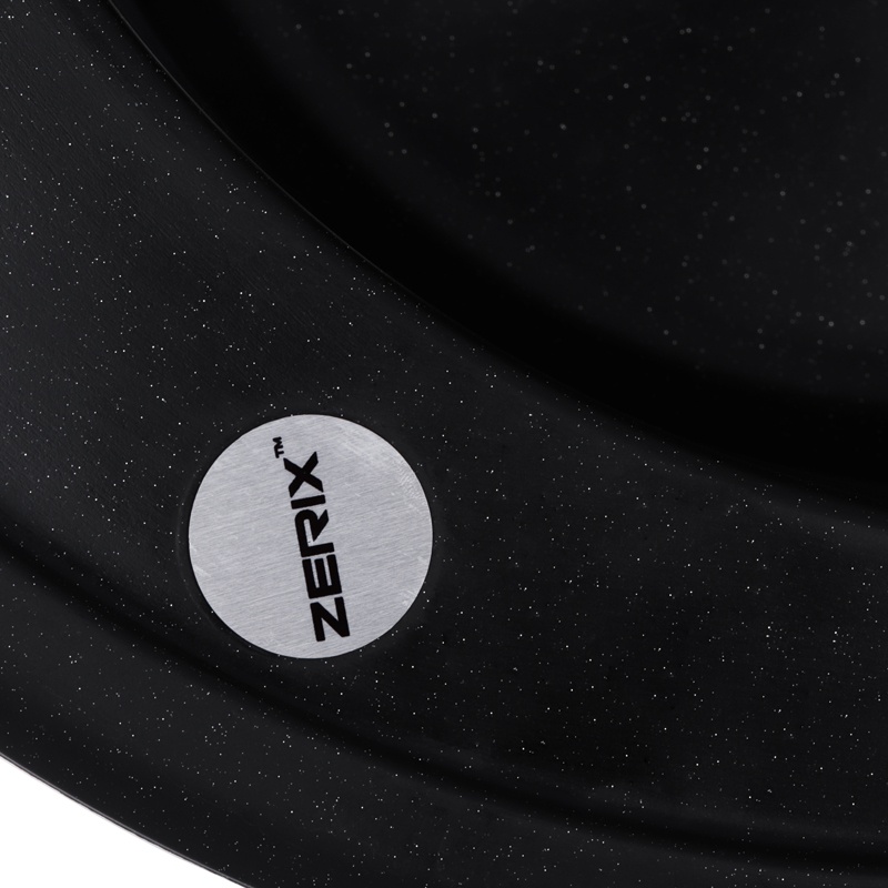 Мийка для кухні гранітна кругла ZERIX ZS-510R-14 510x510x200мм із сифоном чорна ZX4538