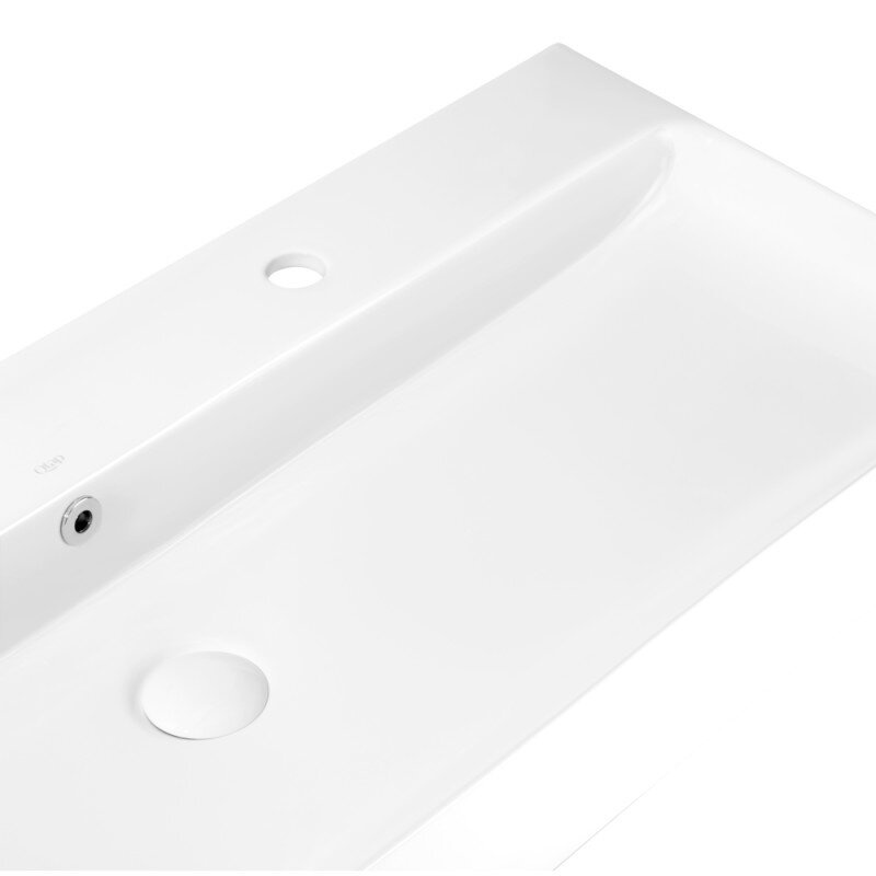 Раковина підвісна / накладна для ванної 1115мм x 420мм на два змішувача Q-TAP Nando білий прямокутна QT1211K428W
