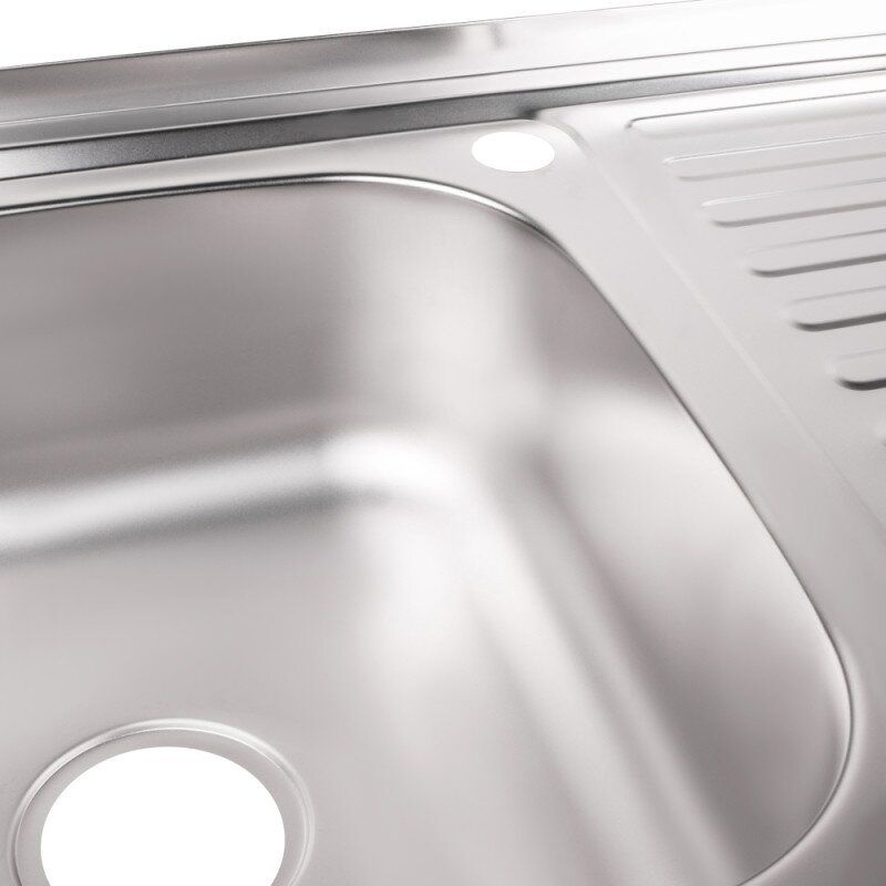 Кухонна мийка із нержавіючої сталі прямокутна накладна LIDZ 505мм x 800мм матова 0.8мм із сифоном LIDZ5080LSAT8
