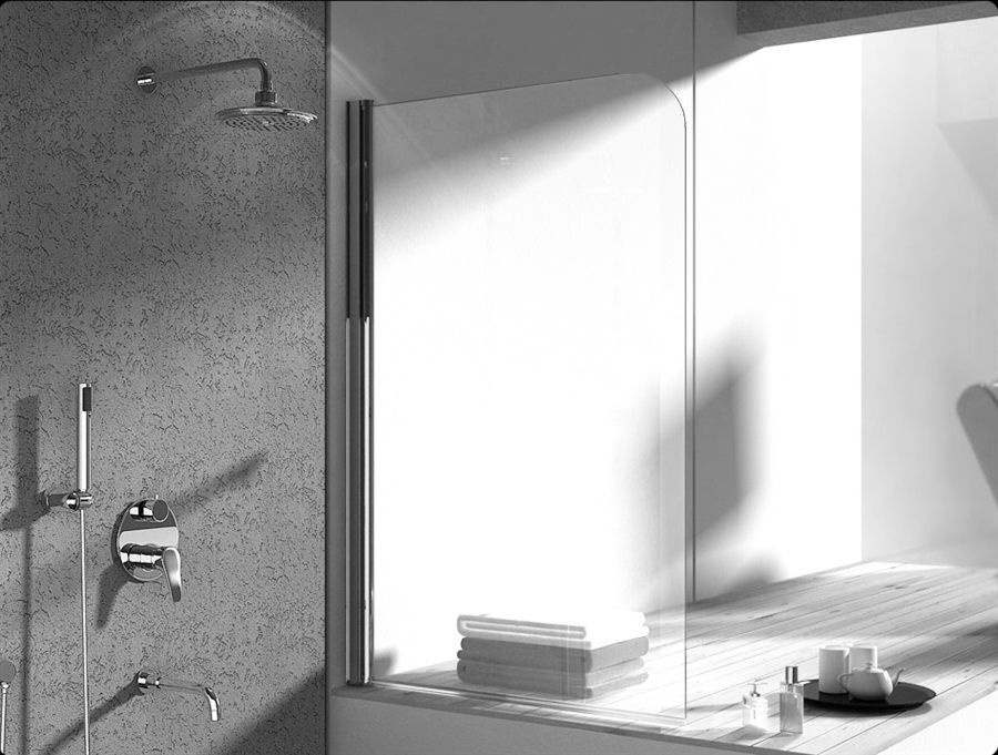Шторка стеклянная для ванны универсальная распашная 140x70см REA TOPAZ стекло прозрачное 5мм профиль хром REA-W0087