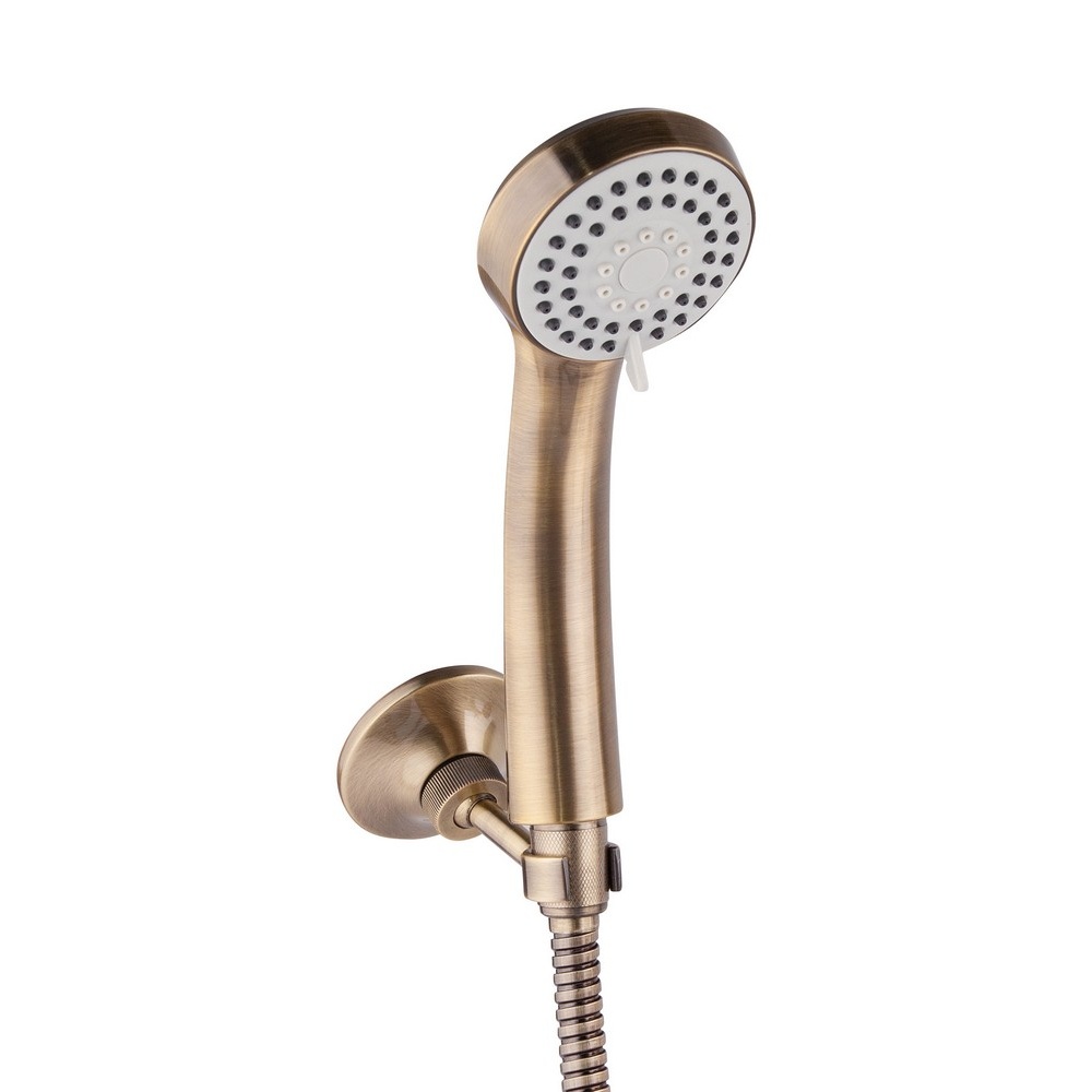 Змішувач для душової кабіни двовентильний Q-TAP Liberty ANT 363 бронзовий латунь з душовим набором QTLIBANT363