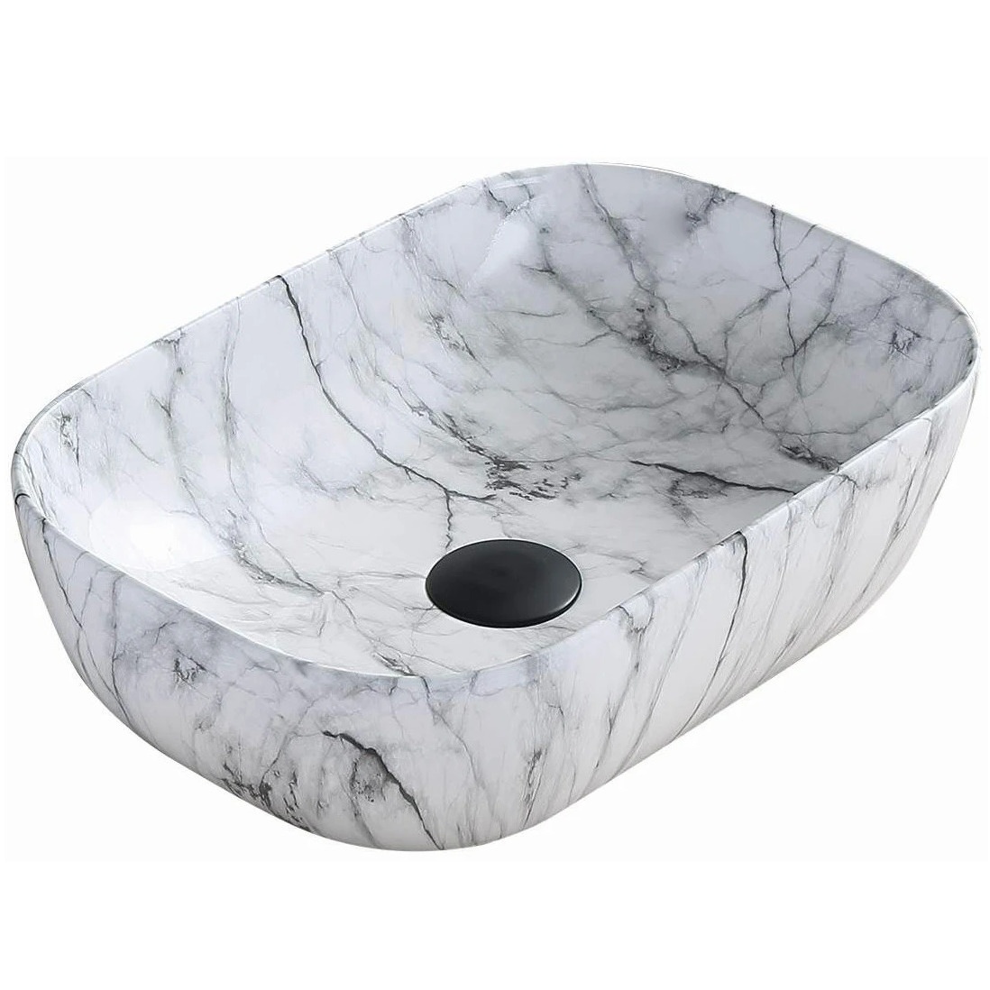 Умивальник накладний MEXEN RITA MARBLE MATT 455x325x135мм прямокутний сірий MEX-21084591