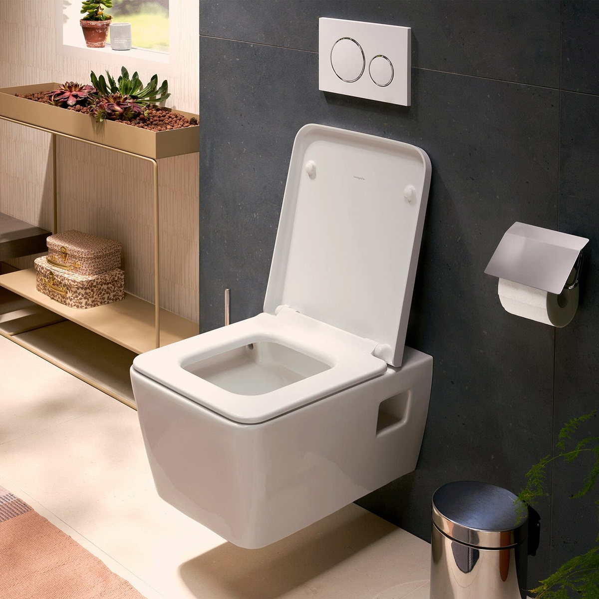 Сиденье для унитаза HANSGROHE EluPura Original Q с микролифтом дюропласт 365x440мм быстросъемное 160мм между креплениями белое 60150450