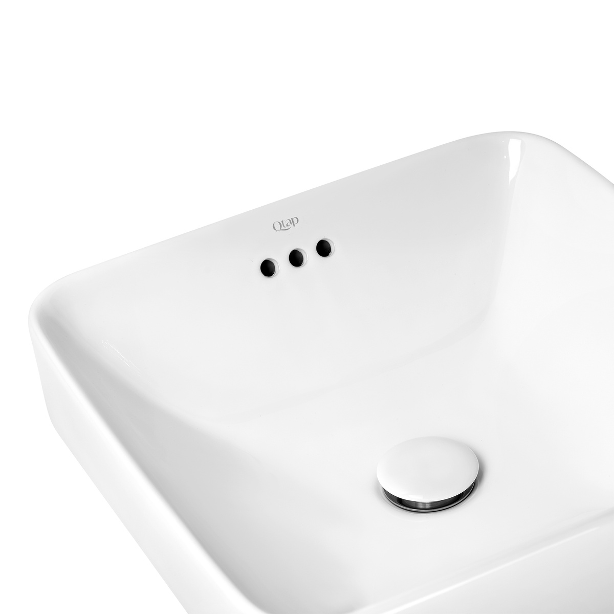 Умивальник врізний для ванної на стільницю 420мм x 420мм Q-TAP Jay білий квадратна QT0711K424W