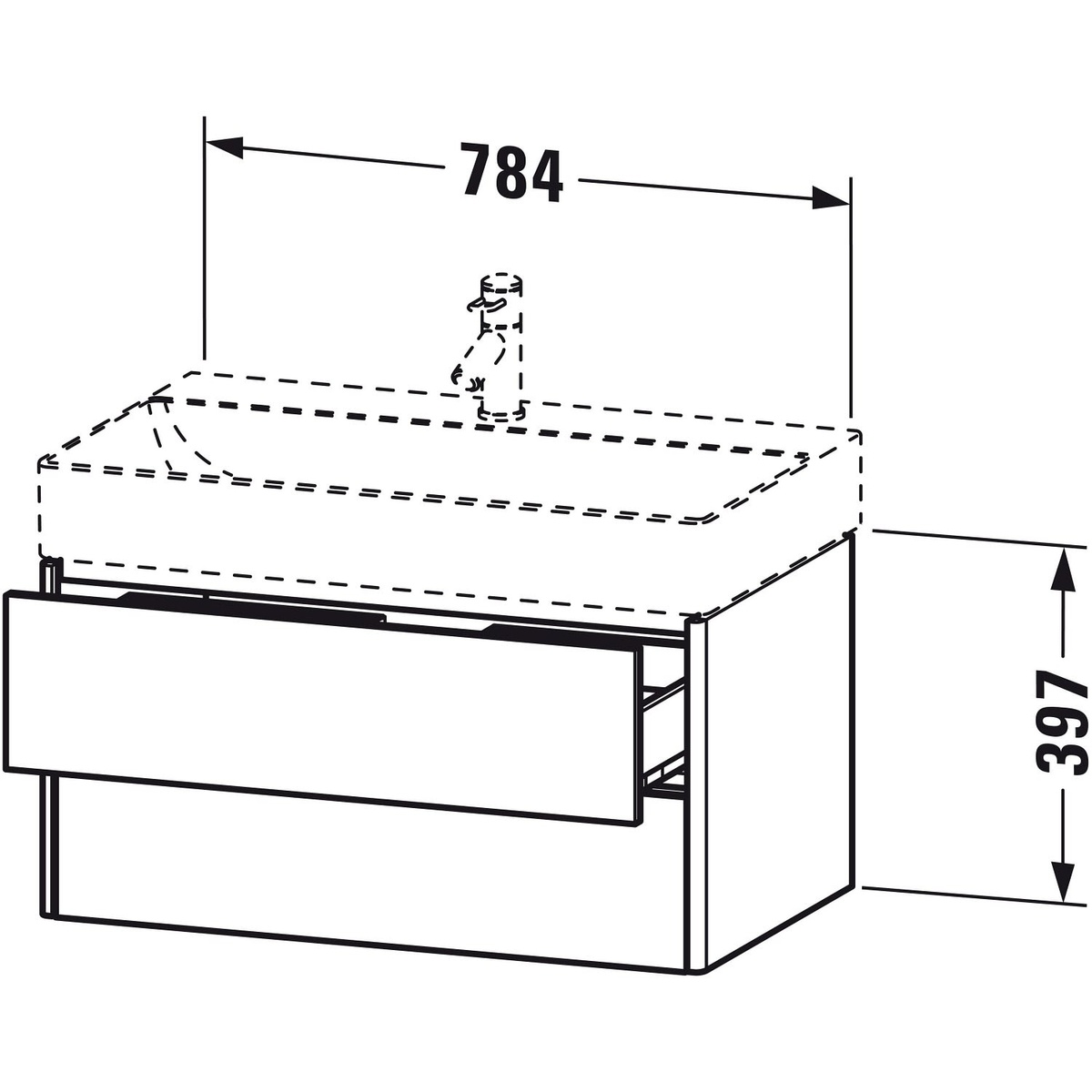 Тумба під умивальник DURAVIT XSquare 78.4x39.7x46см підвісна біла XS416208585