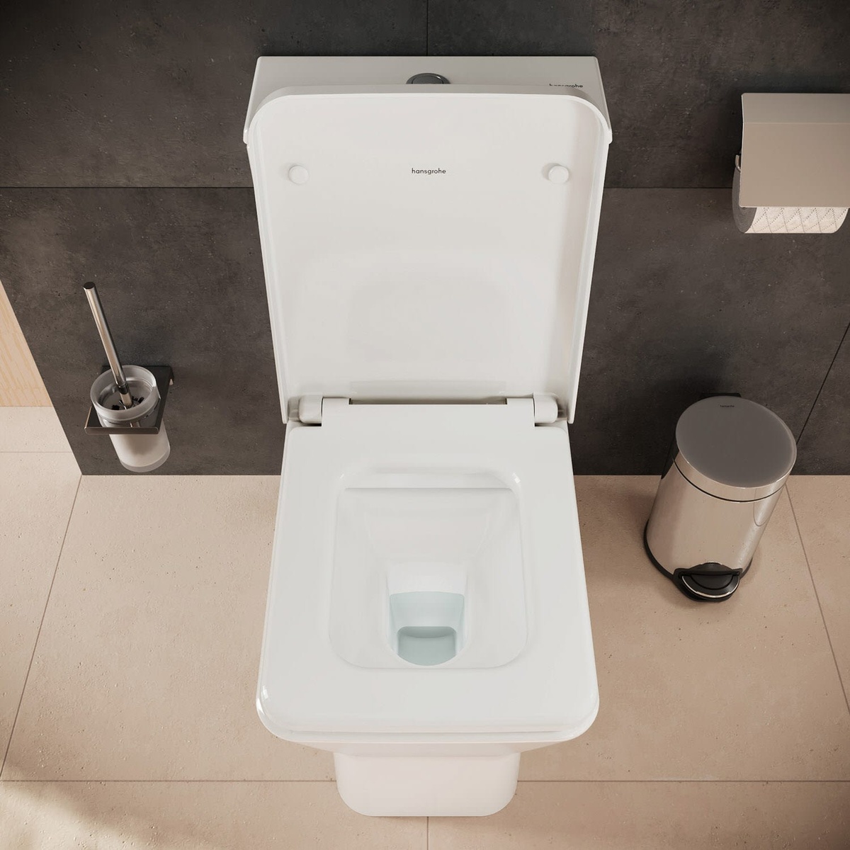 Сиденье для унитаза HANSGROHE EluPura Original Q с микролифтом дюропласт 365x440мм быстросъемное 160мм между креплениями белое 60150450