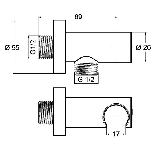 Шлангове підключення KLUDI A-QA з тримачем для лійки латунне хром 605470500