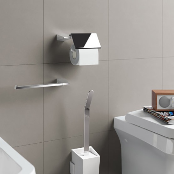 Держатель для туалетной бумаги с крышкой SONIA S2 156139 прямоугольный металлический хром