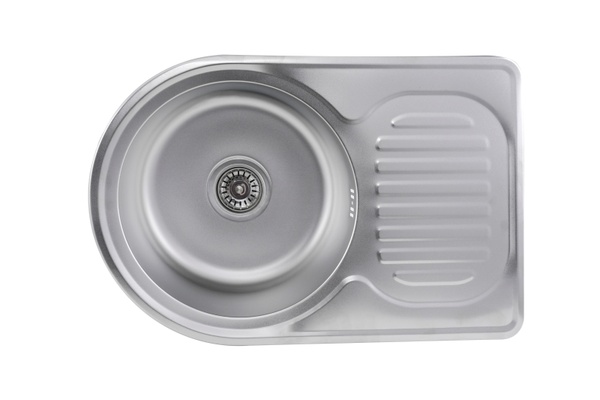 Мийка для кухні із нержавіючої сталі прямокутна PLATINUM 6745 САТИН 670x450x180мм матова 0.8мм із сифоном PLS-A7031