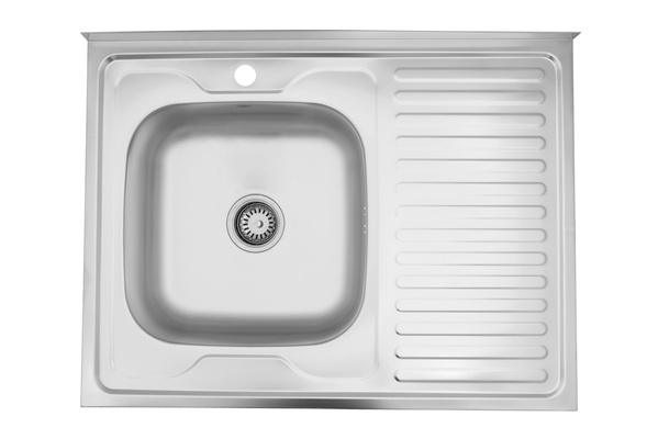 Мойка для кухни из нержавеющей стали прямоугольная накладная KRONER KRP 800x600x160мм матовая 0.6мм с сифоном CV022825