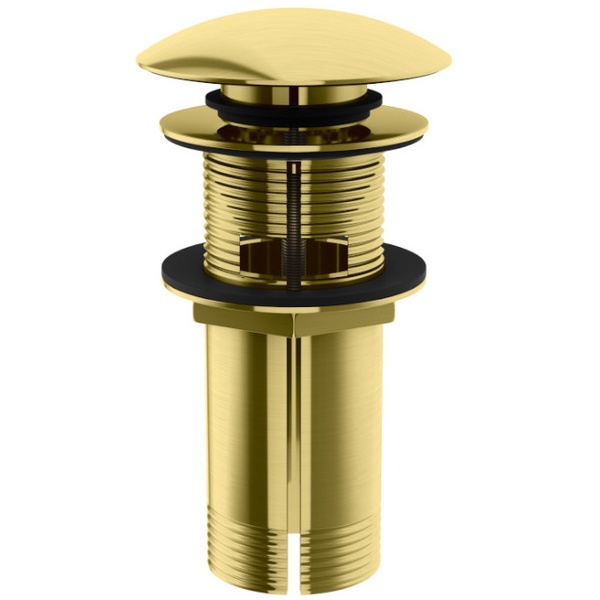 Донний клапан натискний для раковини KOHLMAN 66мм із переливом латунь 1 1/4" матований золотий EGDB