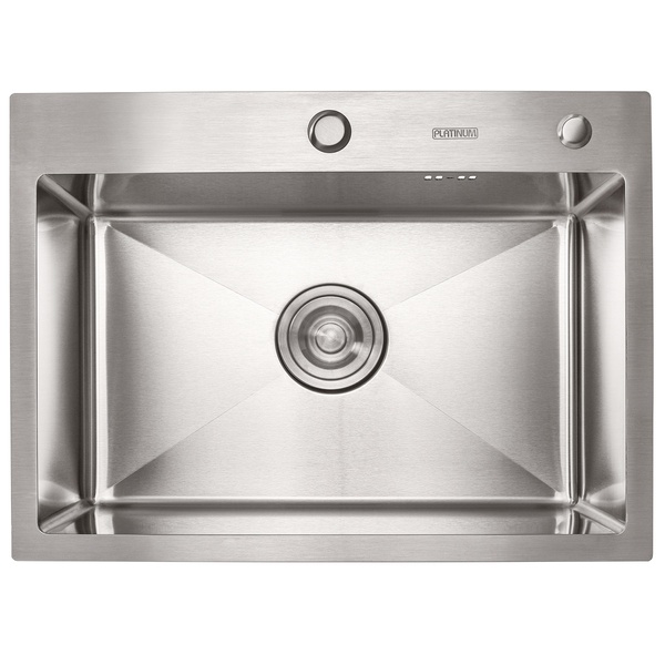 Мийка для кухні із нержавіючої сталі прямокутна PLATINUM Handmade 580x430x220мм матова 1.5мм із сифоном PLS-A32263