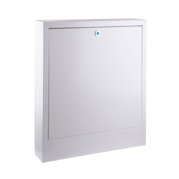 Коллекторный шкаф ECO TECHNOLOGY 420х610х120мм наружный на 3 контура белый с замком ШКН-01 000021483