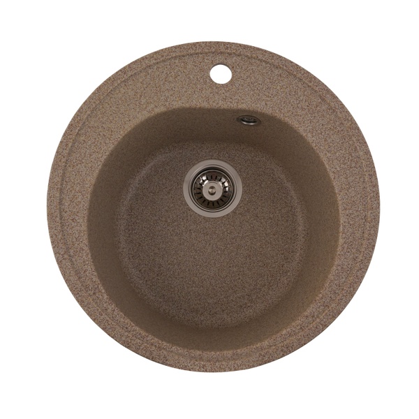 Мийка для кухні гранітна кругла PLATINUM 510 LUNA 510x510x190мм без сифону коричнева PLS-A25055