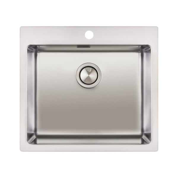 Раковина на кухню металлическая прямоугольная APELL 561мм x 510мм матовая 1мм с сифоном LNP50FBC