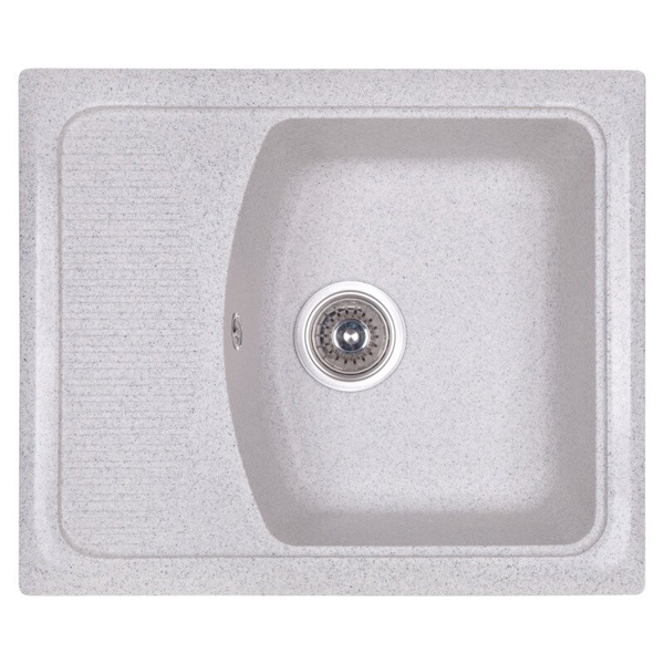 Кухонна мийка керамогранітна прямокутна COSH 577мм x 490мм сірий із сифоном COSH5850K210