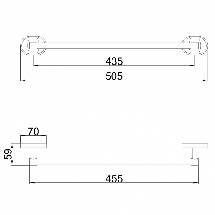 Тримач для рушників FRAP F1901-1 505мм округлий металевий хром