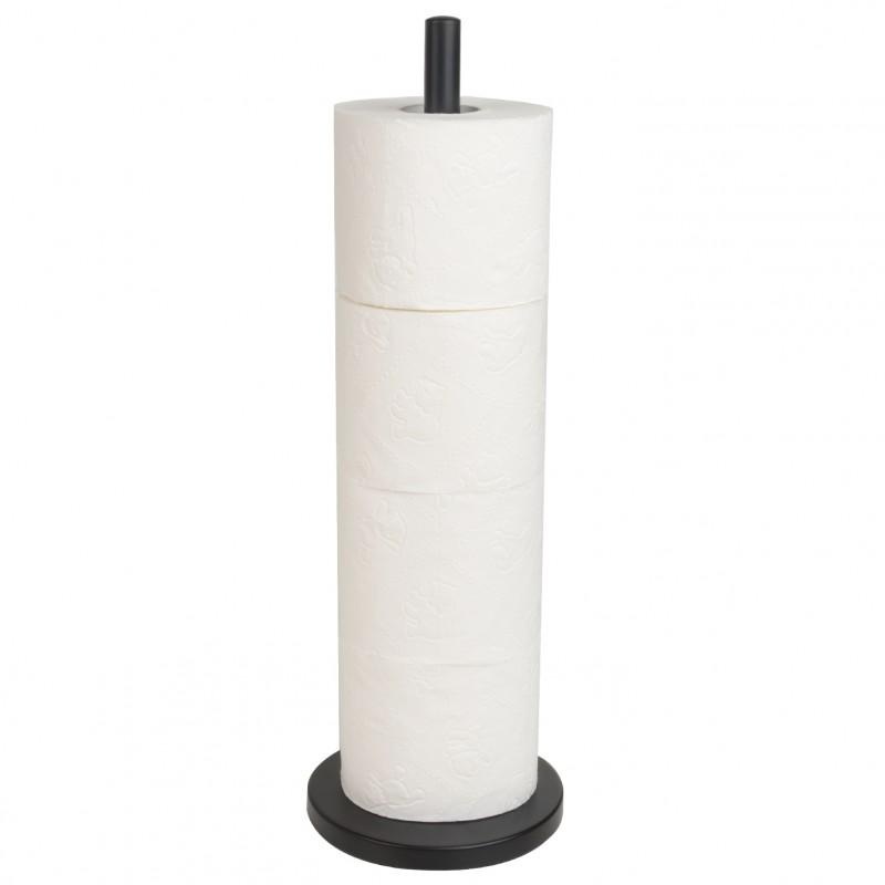 Тримач запасного рулону туалетного паперу YOKA округлий підлоговий із нержавіючої сталі чорний P.SP1-BLK