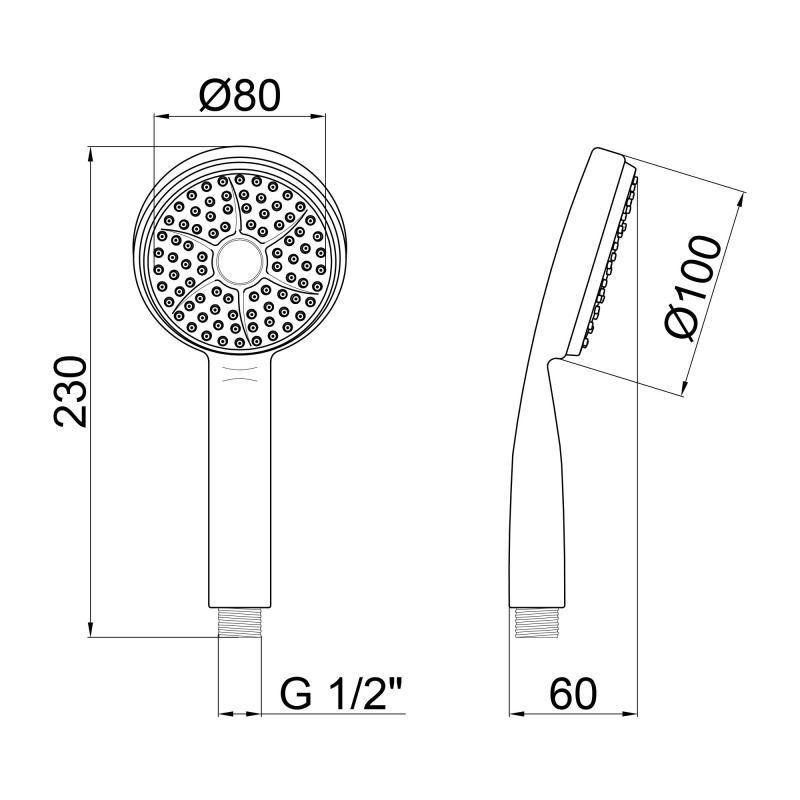 Ручний душ на один режим Q-TAP 100мм хром пластик QT05L