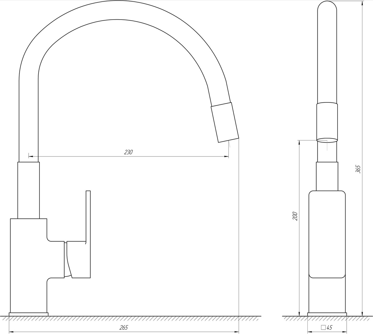 Кран кухонный одновентильный с гибким шлангом GLOBUS LUX Milano GLM-203LR-2-ARENA серый латунь 000020071