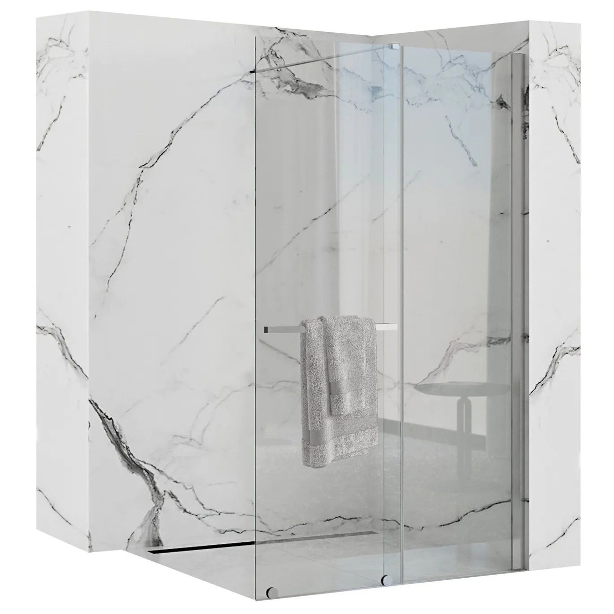 Перегородка стеклянная для душа REA CORTIS 100x199.5см с держателем стекло прозрачное 6мм REA-K7210