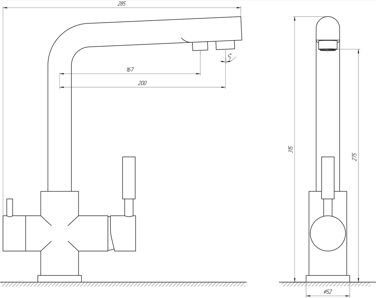 Змішувач на кухню для фільтру GLOBUS LUX GLLR-0888-4-COLORADO бежевий латунь 000011310