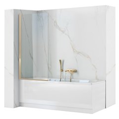 Шторка стеклянная для ванны универсальная 140x80см REA ELEGANT GOLD стекло прозрачное 5мм профиль золото REA-W5601