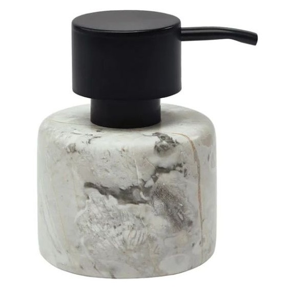 Дозатор для жидкого мыла AQUANOVA Nero настольный на 50мл округлый из камня серый NERDIS-195