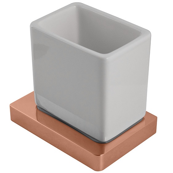 Стакан для зубных щеток NOKEN Lounge прямоугольный керамический медь/белый 100284343