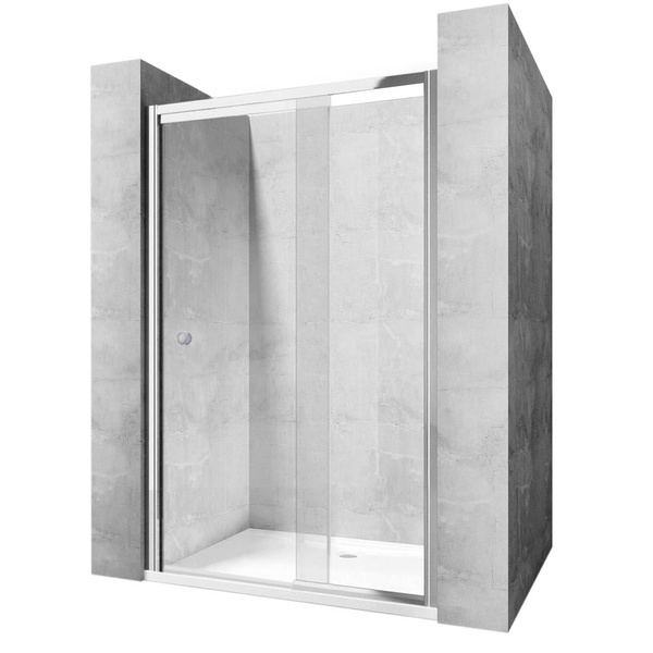 Двері скляні для душової ніші універсальні розпашні двосекційні REA WIKTOR 190x80см прозоре скло 6мм профіль хром REA-K0548