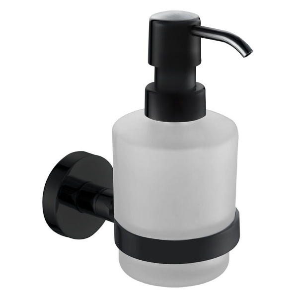 Дозатор для жидкого мыла VOLLE RONDA 2535.230104 настенный на 390мл округлый стеклянный черный