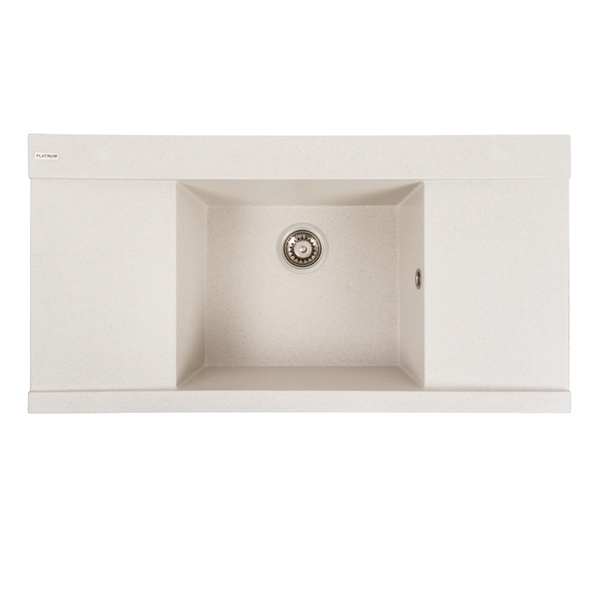 Мийка для кухні гранітна прямокутна PLATINUM 9651 ATLAS 960x510x210мм без сифону біла PLS-A40262