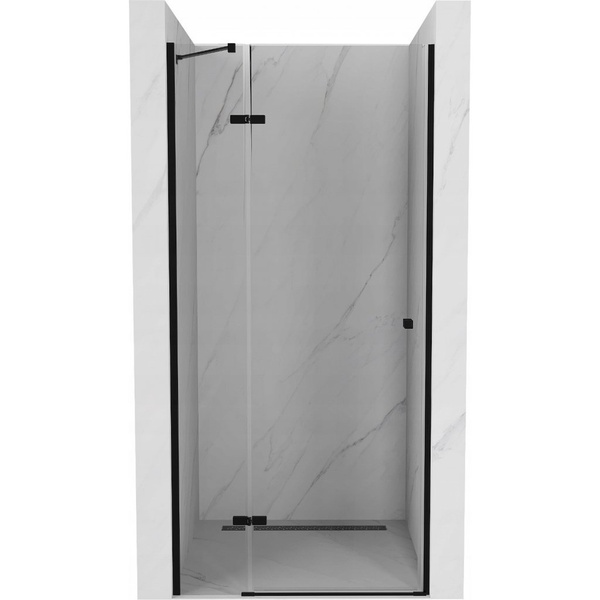 Двері для душової ніші MEXEN Roma скляні універсальні розпашні двосекційні 190x90см прозорі 6мм профіль чорний MEX-854-090-000-70-00