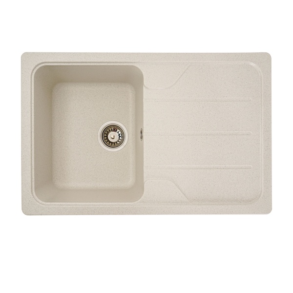 Мийка для кухні гранітна прямокутна PLATINUM 7850 VERONA 780x500x180мм без сифону біла PLS-A25149