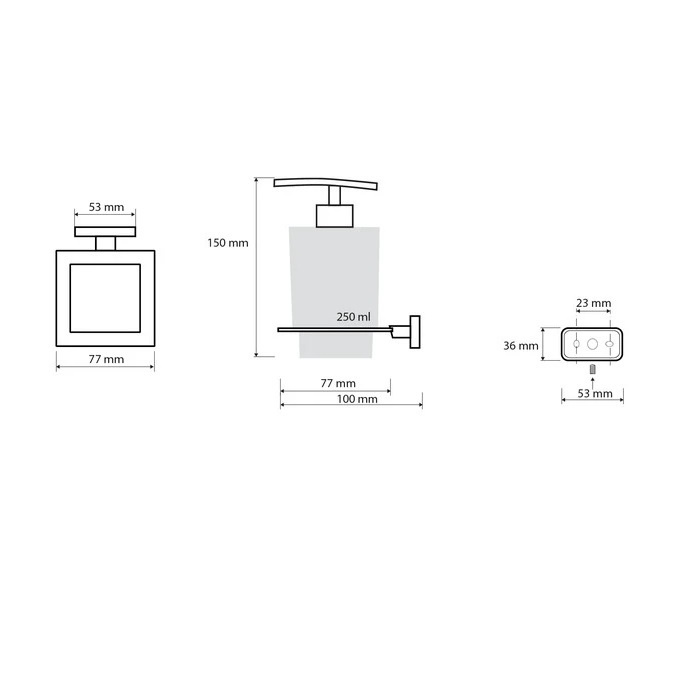 Дозатор для жидкого мыла BEMETA Niki настенный на 250мл прямоугольный стеклянный хром 153209049
