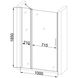 Двері для душової ніші BRAVO PASLENKA скляні універсальні розпашні двосекційні 185x100см прозорі 6мм профіль хром 000019809 2 з 2