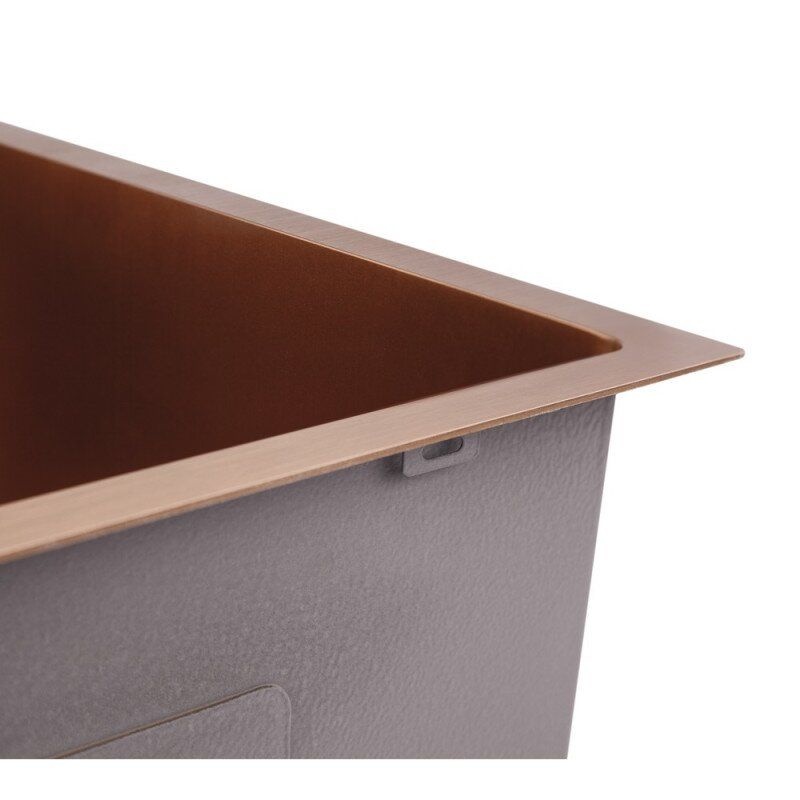 Кухонна мийка металева квадратна врізна під стільницю IMPERIAL 500мм x 500мм глянцева 2.7мм бронзовий із сифоном IMPD5050BRPVDH10
