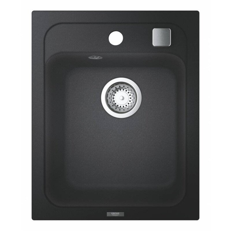 Кухонна мийка зі штучного каміння прямокутна GROHE 400мм x 500мм чорний із сифоном 31650AP0