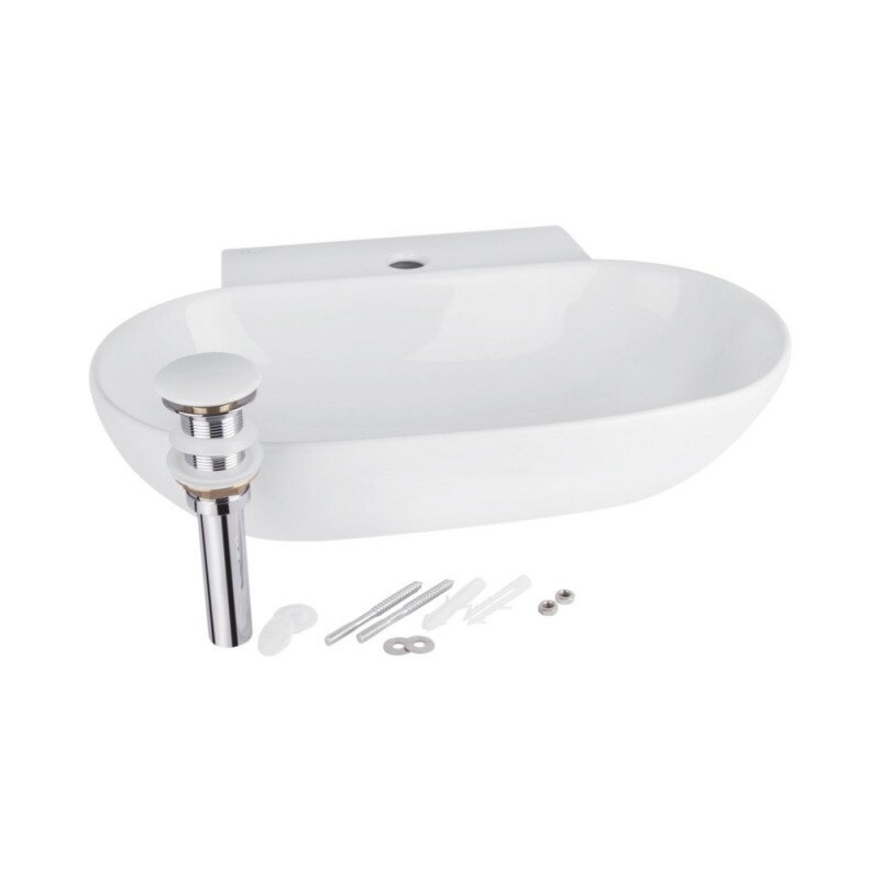 Раковина подвесная / накладная для ванной 565мм x 400мм Q-TAP Cardinal белый овальная QT0411K177W
