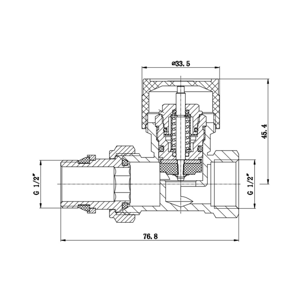 Термостатический радиаторный клапан SANDI FORTE прямой 1/2"x1/2" с американкой SF239W15