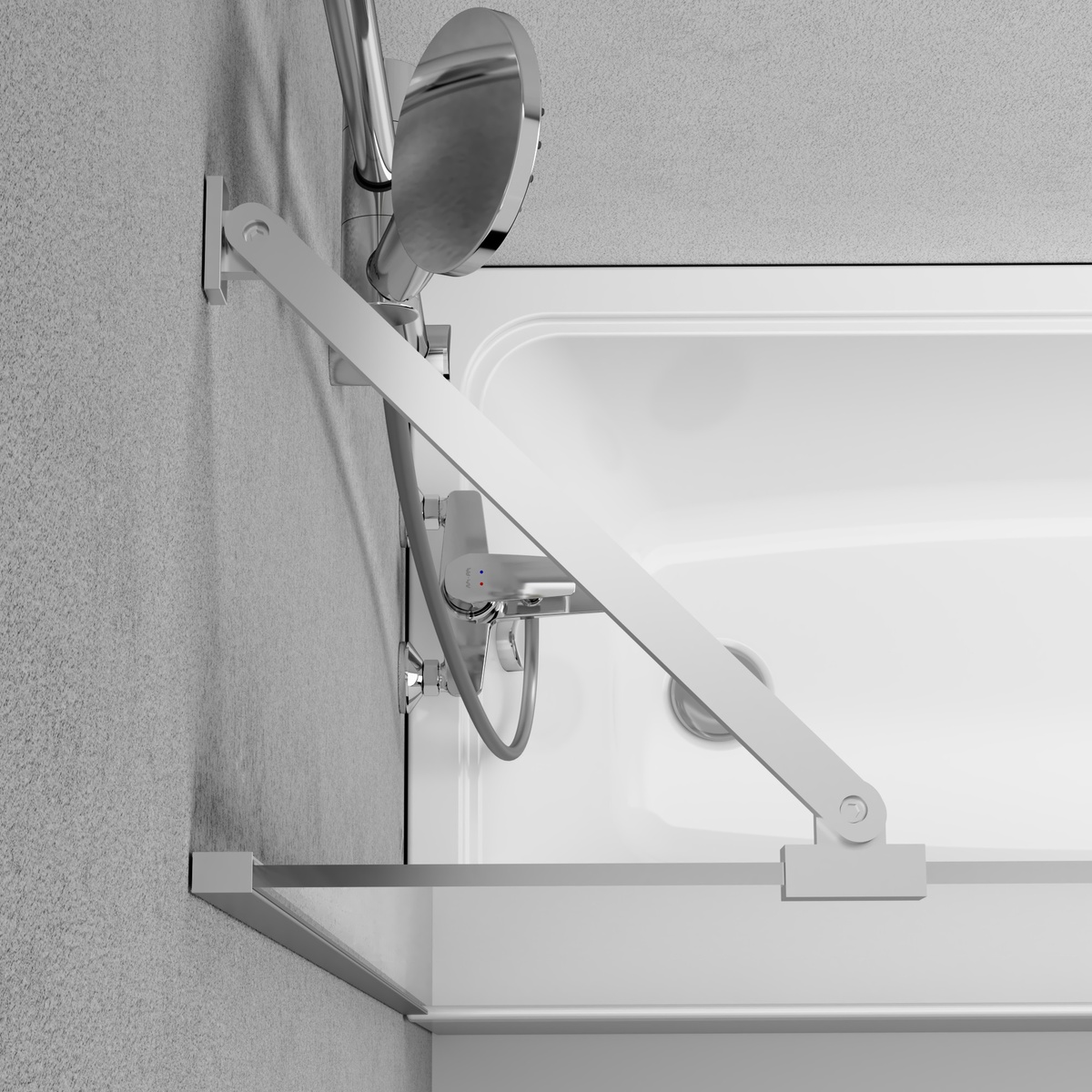 Шторка стеклянная для ванны универсальная 80x140см AM.PM Gem стекло матовое 8мм профиль матовый хром WU90BS-080-140CM