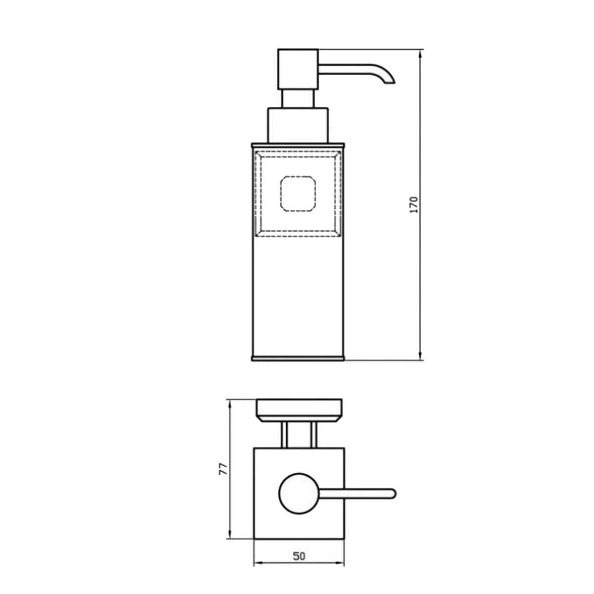 Дозатор для жидкого мыла TOPAZ TКВ 9932 настенный на 150мл прямоугольный металлический хром 000021346